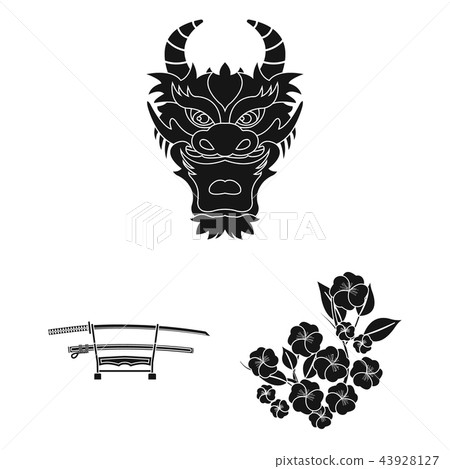 Country Japan black icons in set collection for design.Japan and landmark vector symbol stock web Country Japan black icons in set collection for design.Japan and landmark vector symbol stock web 43928127