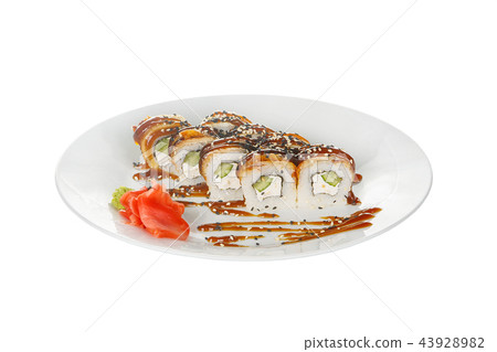 Sushi, rolls on a white isolated background Sushi, rolls on a white isolated background 43928982