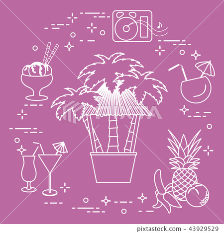 Bar on the beach, cocktails, ice cream, fruit 43929529