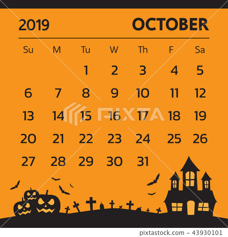 Calendar for October 2019 with halloween theme 43930101