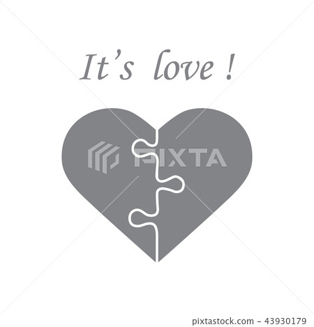 heart in the form of a puzzle and inscription 43930179