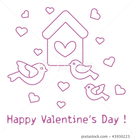 Birds, birdhouse and hearts Valentine's Day. Birds, birdhouse and hearts Valentine's Day. 43930223