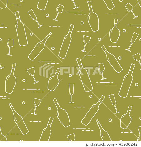 Pattern of wine glasses and bottles of wine 43930242