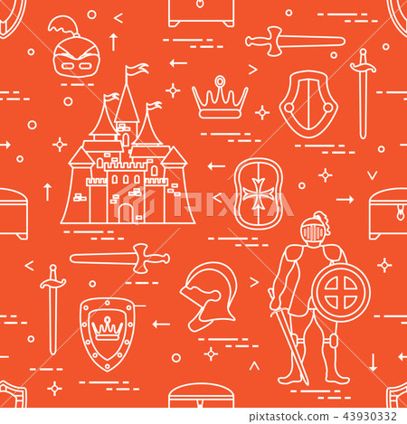 Pattern with knight, castle, swords and other 43930332