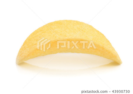 Single potato chip on white background close-up Single potato chip on white background close-up 43930730