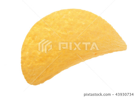 Single potato chip on white background close-up Single potato chip on white background close-up 43930734