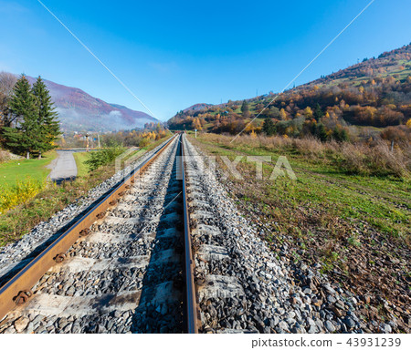 Autumn Carpathian mountains and railroad bridge Autumn Carpathian mountains and railroad bridge 43931239