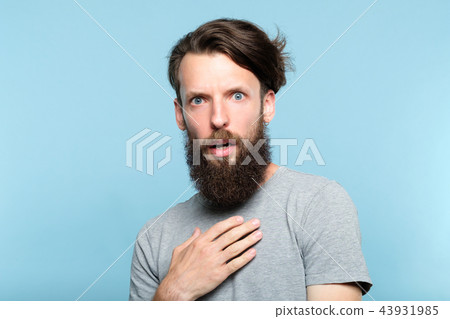 utter indignation bearded man shocked impertinence 43931985