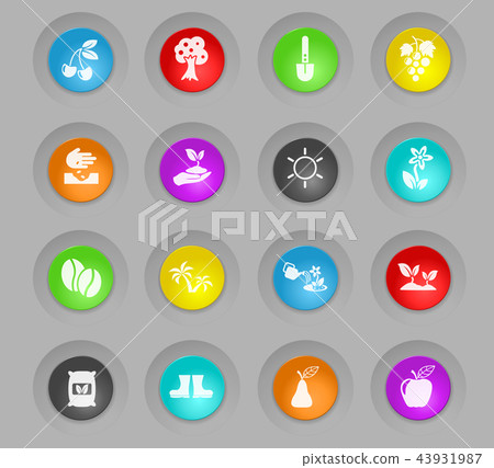 plants colored plastic round buttons icon set 43931987
