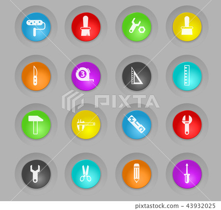 work tools colored plastic round buttons icon set - Stock Illustration ...