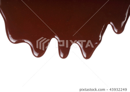Melted chocolate dripping isolated on white background 43932249