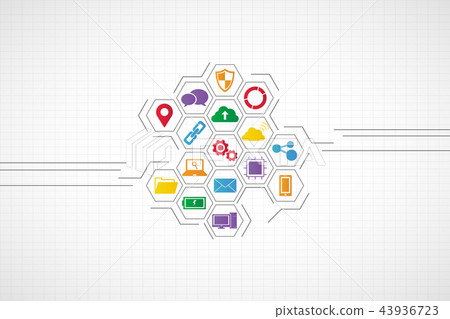 Technology icons concept , hexagon integration 43936723