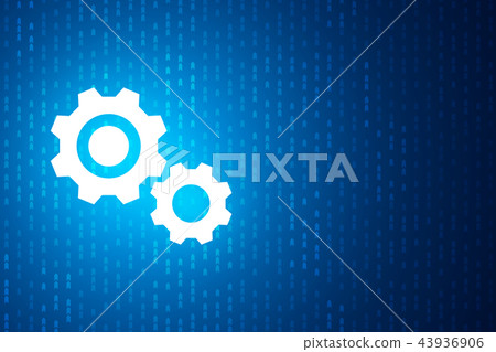 Technology gear icon , Blue speed digital pattern Technology gear icon , Blue speed digital pattern 43936906