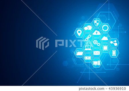 Technology icons concept , hexagon integrated Technology icons concept , hexagon integrated 43936910