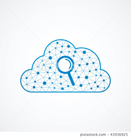 Technology cloud icon with magnifying glass 43936925