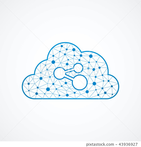 Technology cloud icon with link Technology cloud icon with link 43936927