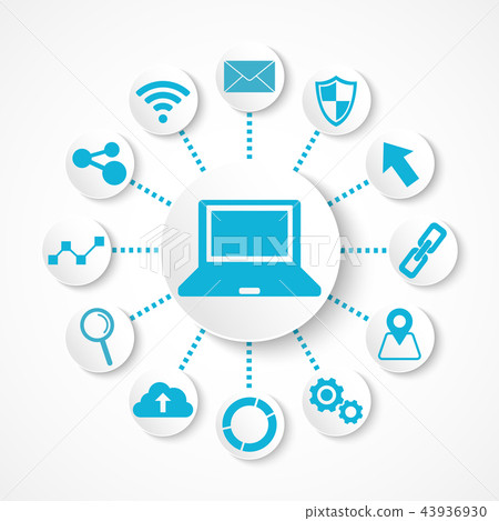 Technology icon , Laptop connection concept Technology icon , Laptop connection concept 43936930