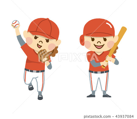 A woman playing baseball A woman playing baseball 43937084