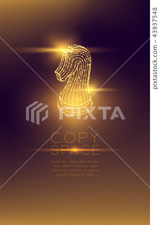 Chess Knight isometric wireframe polygon 43937548