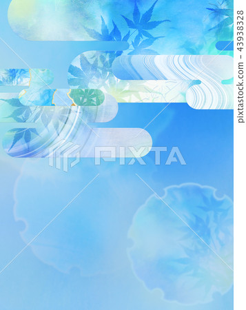 Japanese background-Japanese paper-summer-autumn leaves-blue 43938328