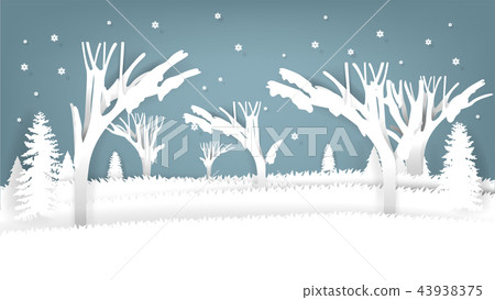 graphic design of winter scene in paper art graphic design of winter scene in paper art 43938375