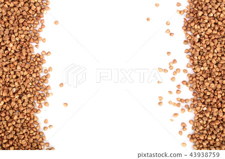 flax seeds isolated on white background with copy space for your text. Top view 43938759