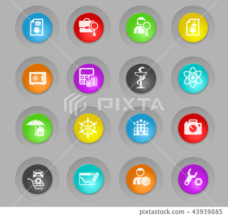 job search colored plastic round buttons icon set - Stock Illustration ...