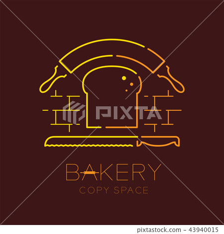 Bread, rolling pin and bread knife  logo icon 43940015