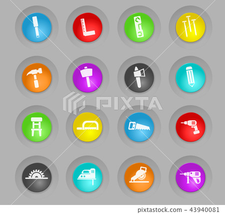 joinery colored plastic round buttons icon set - Stock Illustration ...