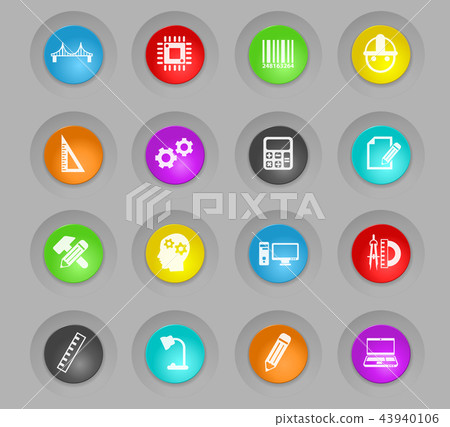 engineering colored plastic round buttons icon set - Stock Illustration ...