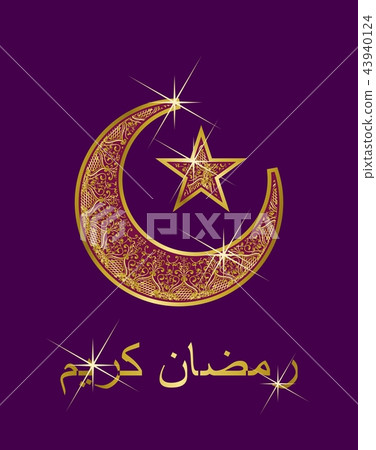 Golden crescent and star symbol 43940124
