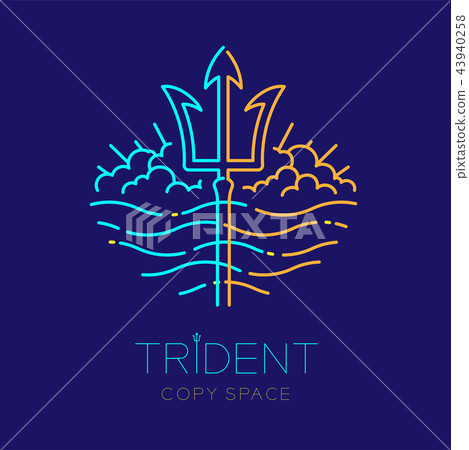 Trident, wave and cloud, logo icon outline stroke Trident, wave and cloud, logo icon outline stroke 43940258