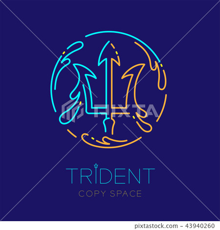 Trident And Water Splash Circle Frame Shape Logo Stock Illustration