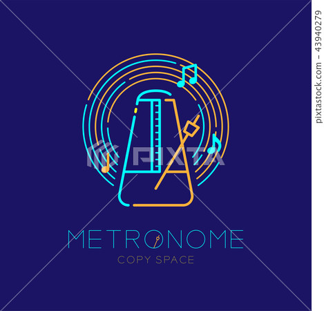 Metronome, music note with line staff circle shape Metronome, music note with line staff circle shape 43940279