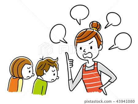 Mother Scolding Children Stock Illustration