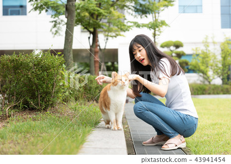 大學生女校園女孩藍色牛仔褲 43941454