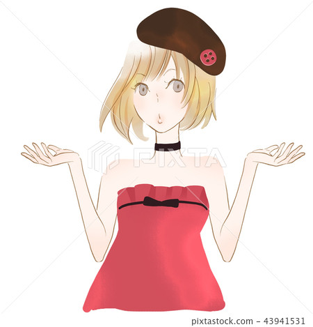 帽子女孩例證水彩樣式水彩接觸貝雷帽時興 43941531