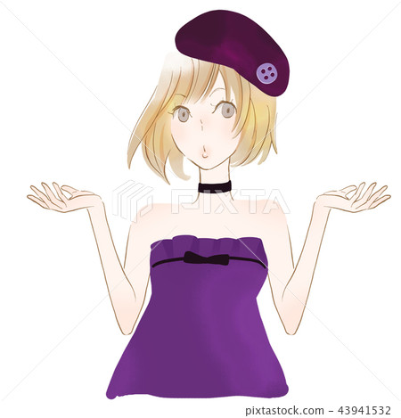 帽子女孩例證水彩樣式水彩接觸貝雷帽時興 帽子女孩例證水彩樣式水彩接觸貝雷帽時興 43941532