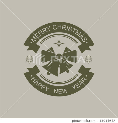 Christmas round sign of black color with silhouette of two bells. 43941612