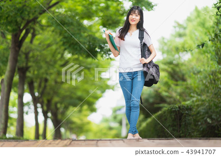 College student campus young female woman College student campus young female woman 43941707
