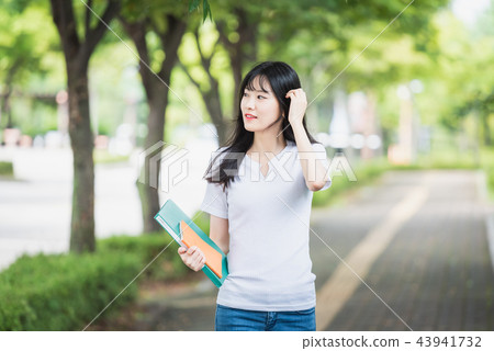 College student campus young female woman College student campus young female woman 43941732