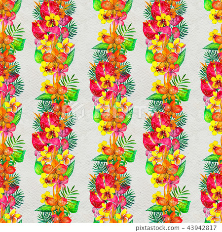 Seamless pattern With Tropical Flowers. Watercolor Background Seamless pattern With Tropical Flowers. Watercolor Background 43942817