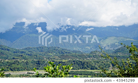 beautiful view of the mountains, clouds, town beautiful view of the mountains, clouds, town 43945299
