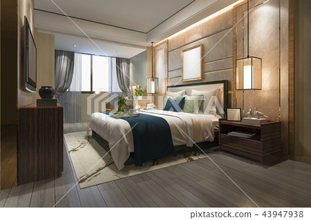 beautiful luxury bedroom suite in hotel with tv 43947938