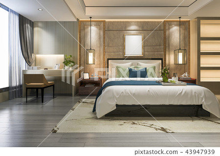 beautiful luxury bedroom suite in hotel with tv 43947939