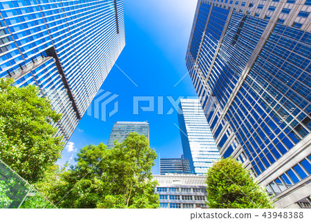 許多綠色辦公室街道風景 許多綠色辦公室街道風景 43948388