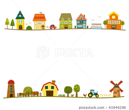 Cityscape countryside line frame Cityscape countryside line frame 43949296