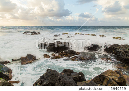 Seascape with rocky shore, atlantic ocean water on Tenerife, Spain Seascape with rocky shore, atlantic ocean water on Tenerife, Spain 43949539