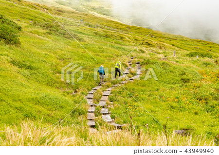 在早期的秋天山形縣Tsukiyama的山行跡 在早期的秋天山形縣Tsukiyama的山行跡 43949940