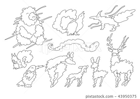 vector animal shaped cloud set 43950375